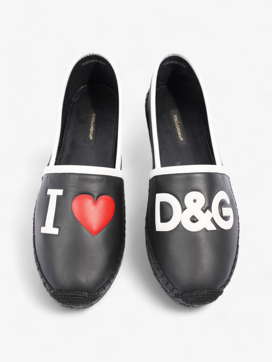 Dolce and Gabbana Logo Embossed Slip On Espadrille Black / White / Red Leather EU 37 UK 4 Image 8