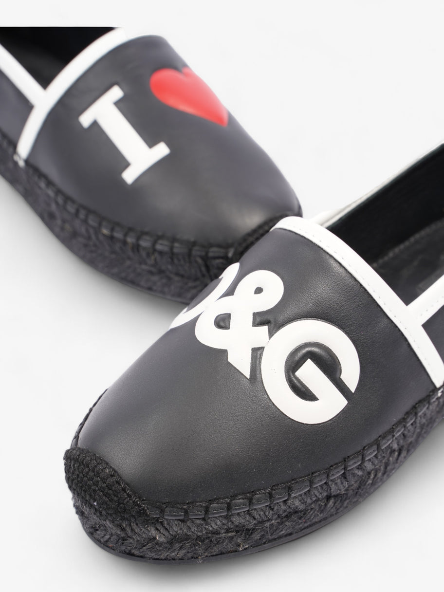 Dolce and Gabbana Logo Embossed Slip On Espadrille Black / White / Red Leather EU 37 UK 4 Image 9