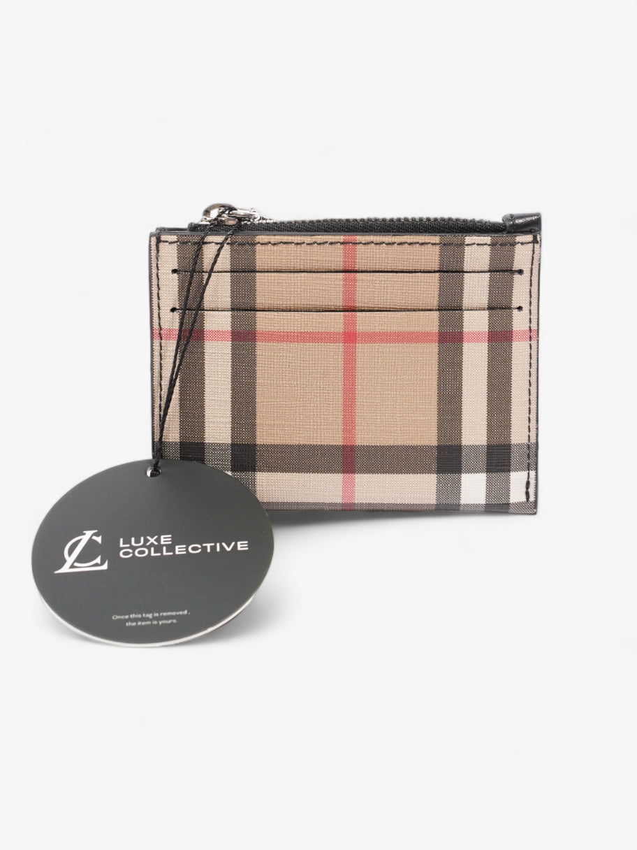 Zipped Card Holder Vintage Check Coated Canvas Image 6