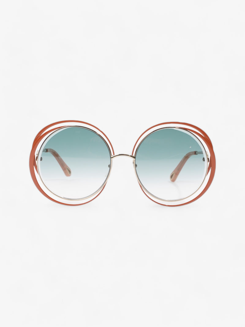  Chloe Carlina Oversized Round Sunglasses Orange Acetate 135mm