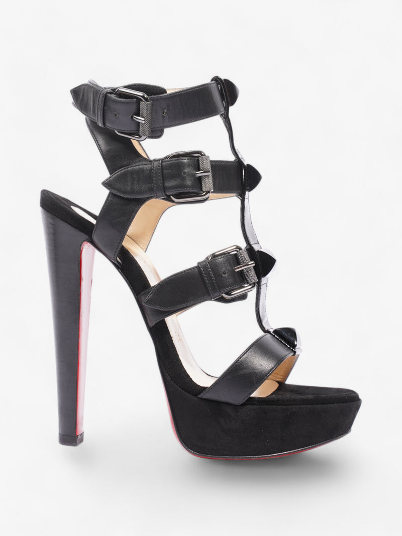  Christian Louboutin Rocknbuckle 140mm Black Calfskin Leather EU 36 UK 3