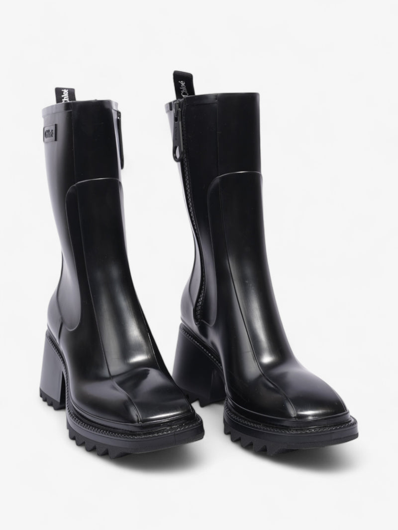  Chloe Betty Rain Boots Black Rubber EU 37 UK 4