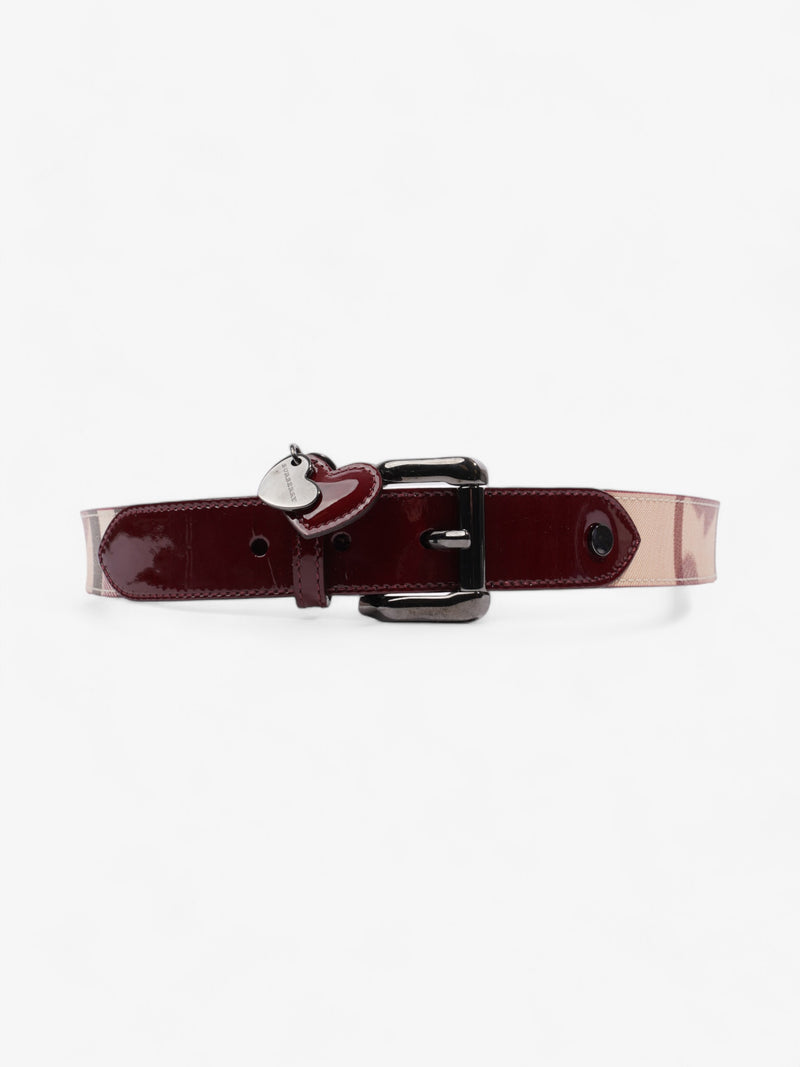  Burberry Heart Tag Belt Nova Check / Red Patent Leather 90cm / 36