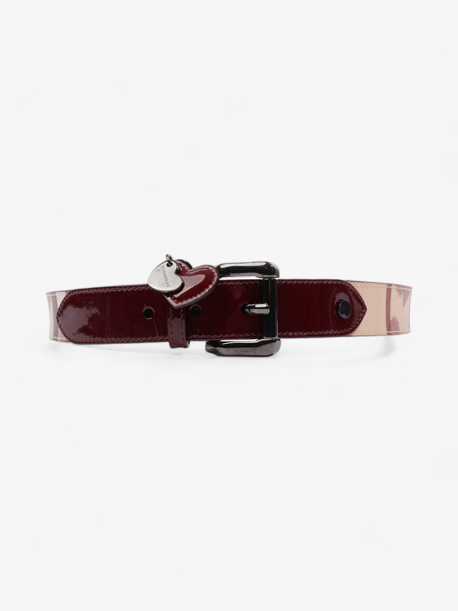 Burberry Heart Tag Belt Nova Check / Red Patent Leather 90cm / 36