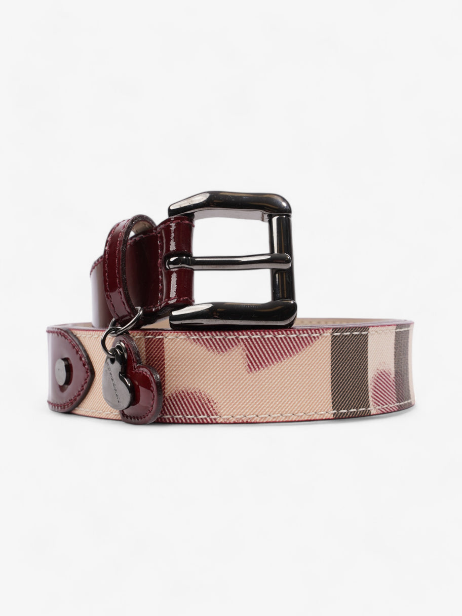 Burberry Heart Tag Belt Nova Check / Red Patent Leather 90cm / 36