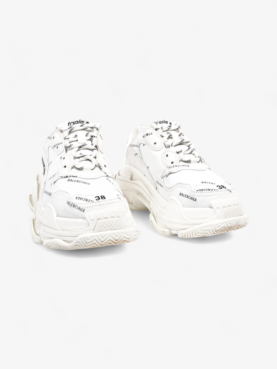 Balenciaga Triple S Sneaker Logo All Over  White Leather EU 38 UK 5 Image 2