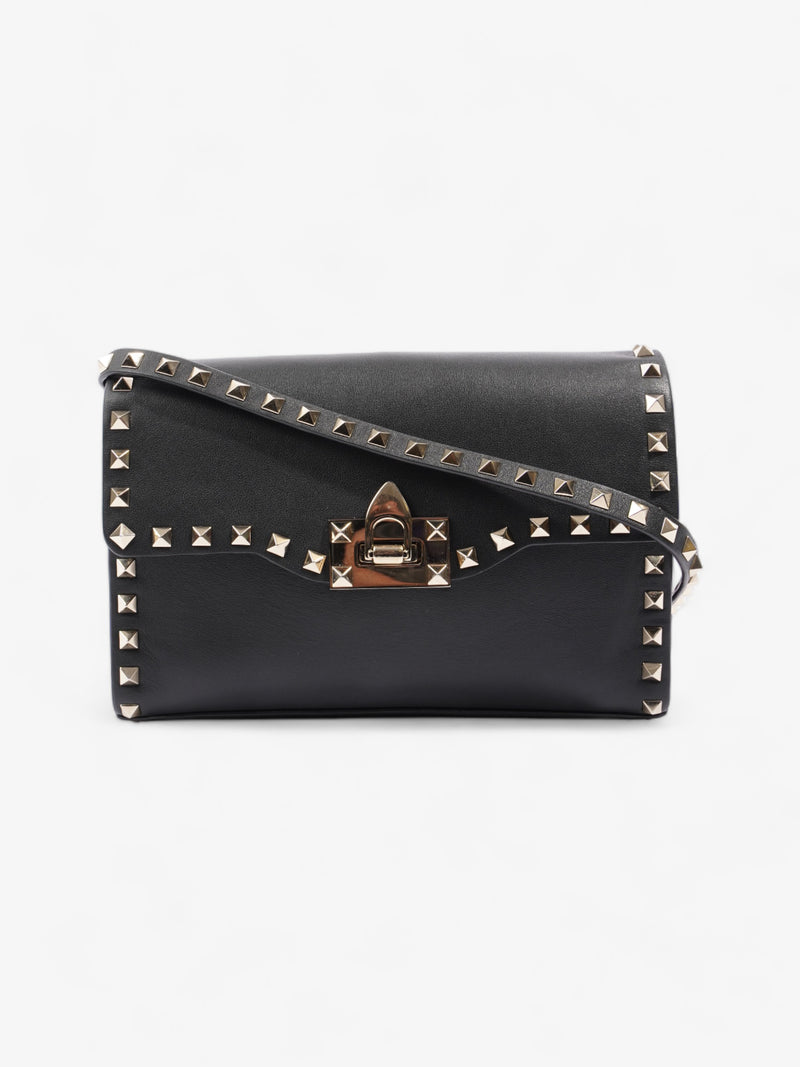  Valentino Rockstud Flap Black Leather