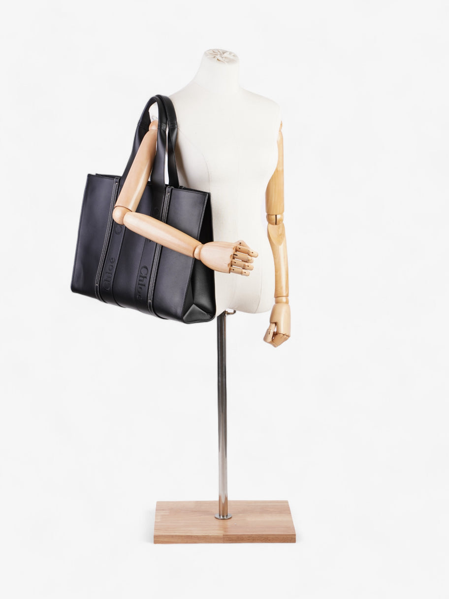 Chloe Woody Tote Black Calfskin Leather Large Image 2