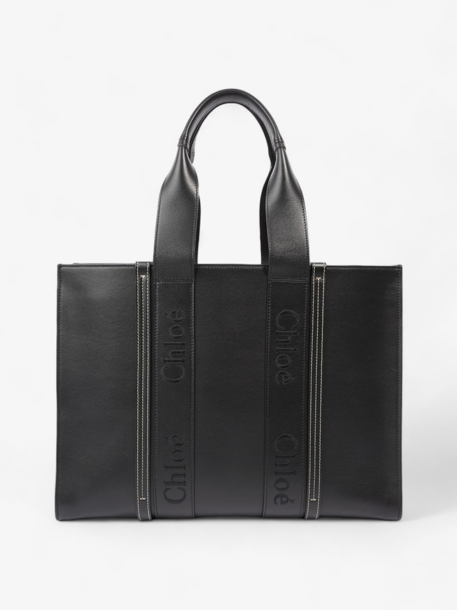 Chloe Woody Tote Black Calfskin Leather Large Image 1