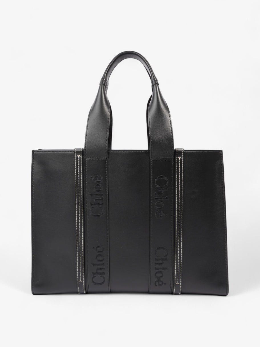 Chloe Woody Tote Black Calfskin Leather Large Image 4