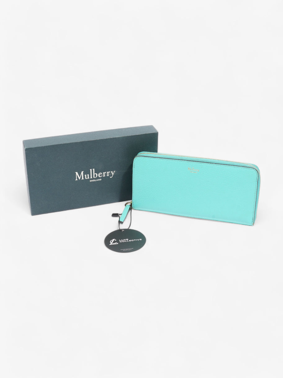 Continental Long Zip Around Wallet Light Teal Calfskin Leather Image 10