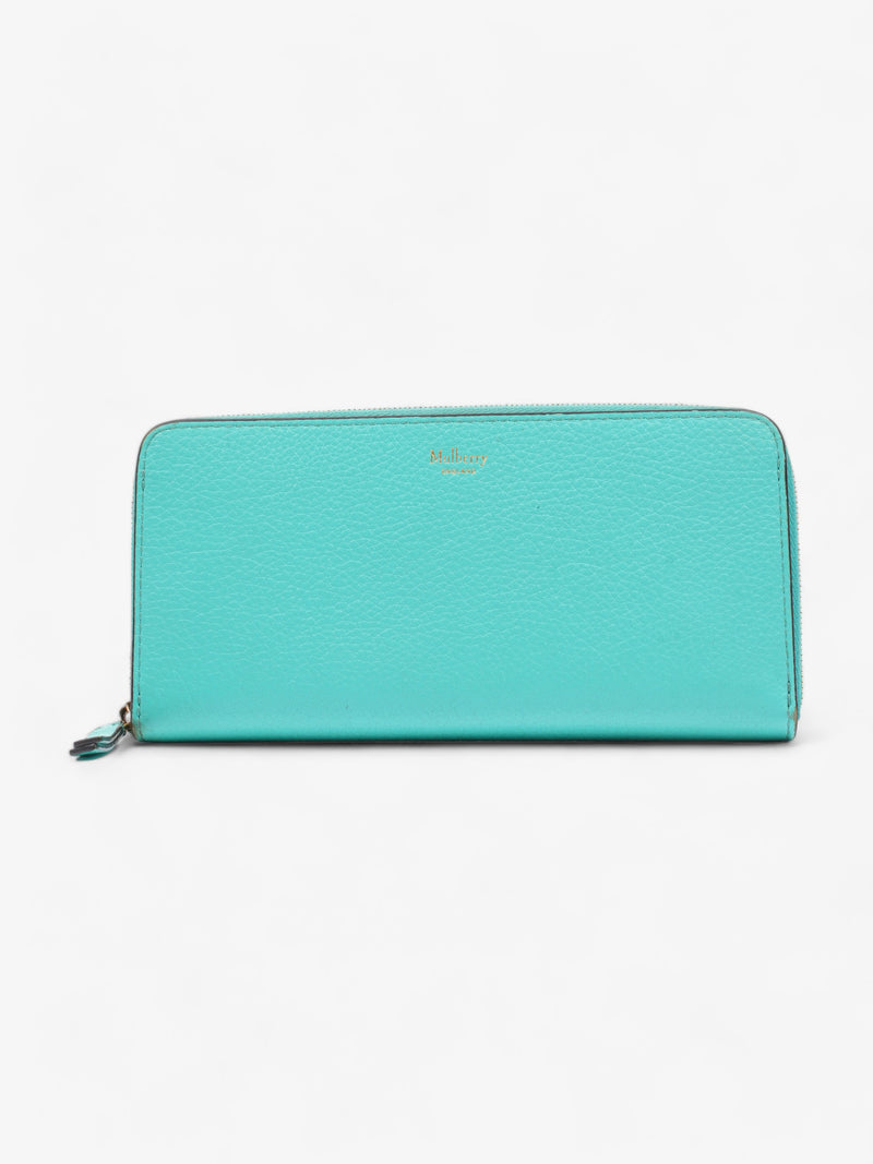  Continental Long Zip Around Wallet Light Teal Calfskin Leather