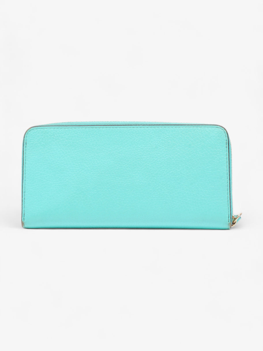 Continental Long Zip Around Wallet Light Teal Calfskin Leather Image 3