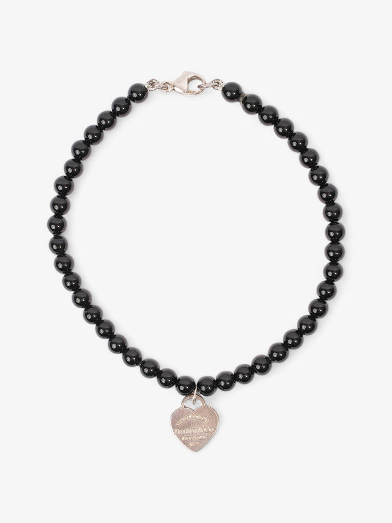  Tiffany and Co Return to Tiffany Heart Tag Bead Bracelet Silver / Black Silver Sterling