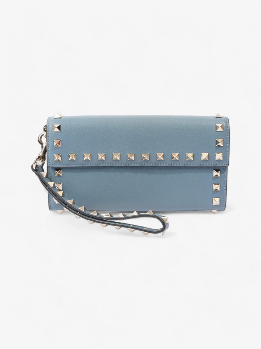 Valentino Rockstud Wristlet Wallet Blue Leather Image 1