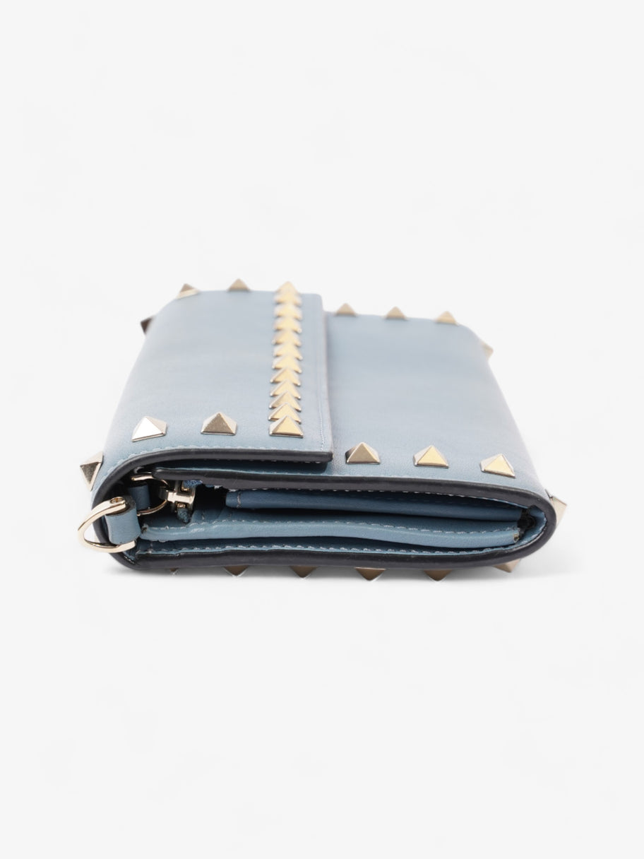 Valentino Rockstud Wristlet Wallet Blue Leather Image 5