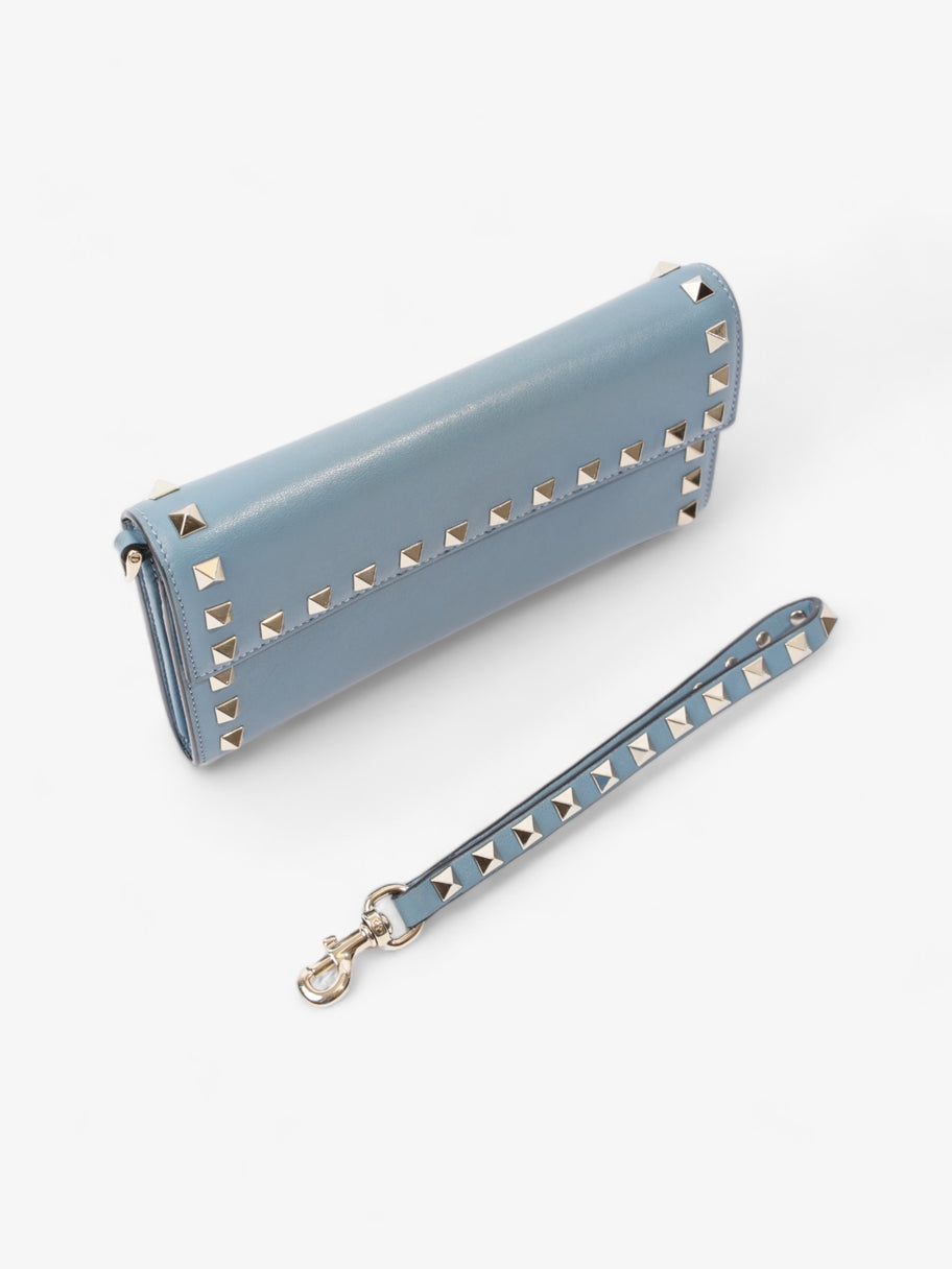 Valentino Rockstud Wristlet Wallet Blue Leather Image 7