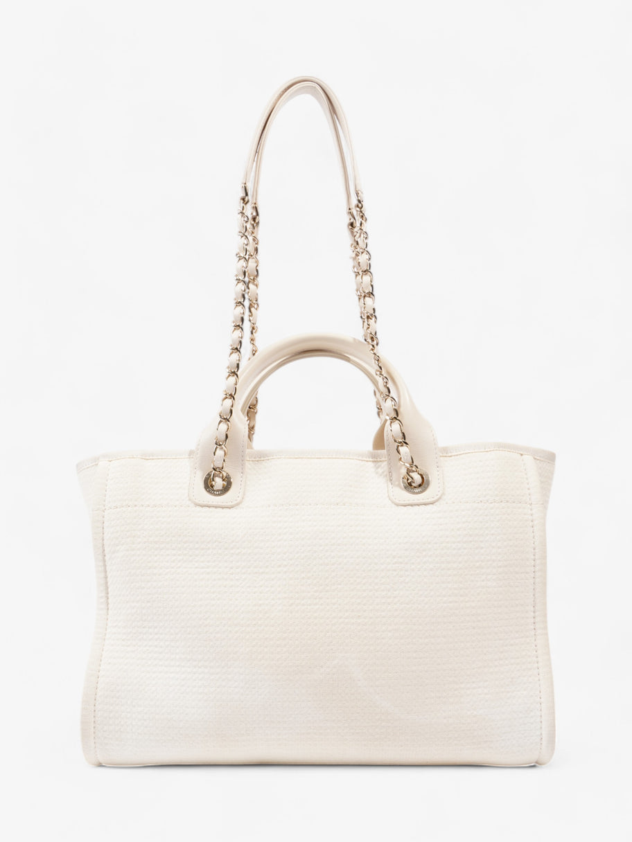 Chanel Deauville Tote Bag Cream Tweed Medium Image 4