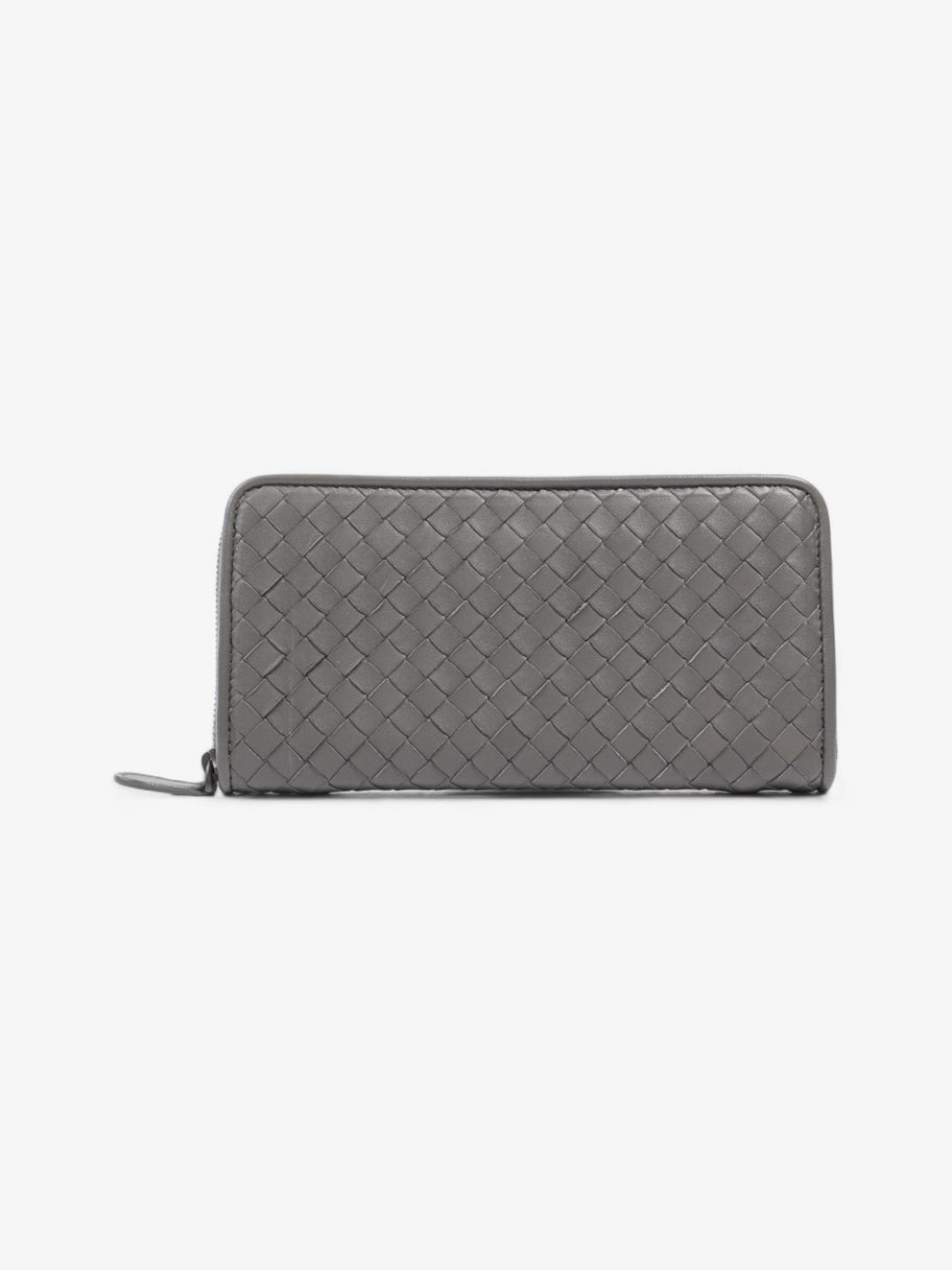 Bottega Veneta Zip Around Wallet Grey Intrecciato Leather Image 1