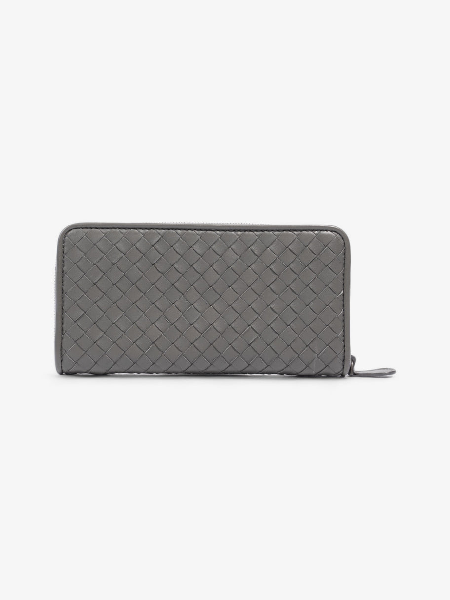 Bottega Veneta Zip Around Wallet Grey Intrecciato Leather Image 2