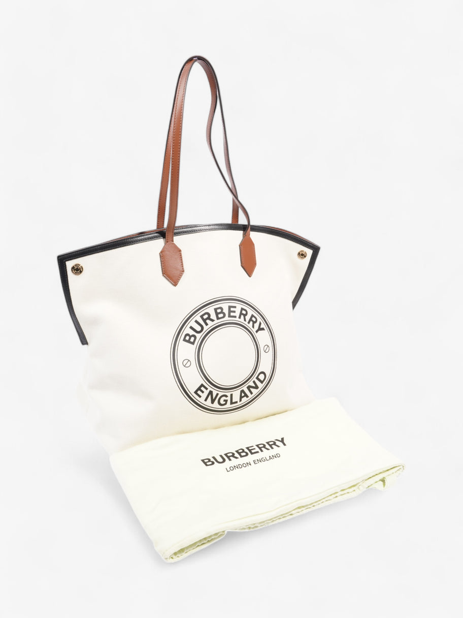 Burberry Society Tote White / Black / Brown Canvas Large Image 22