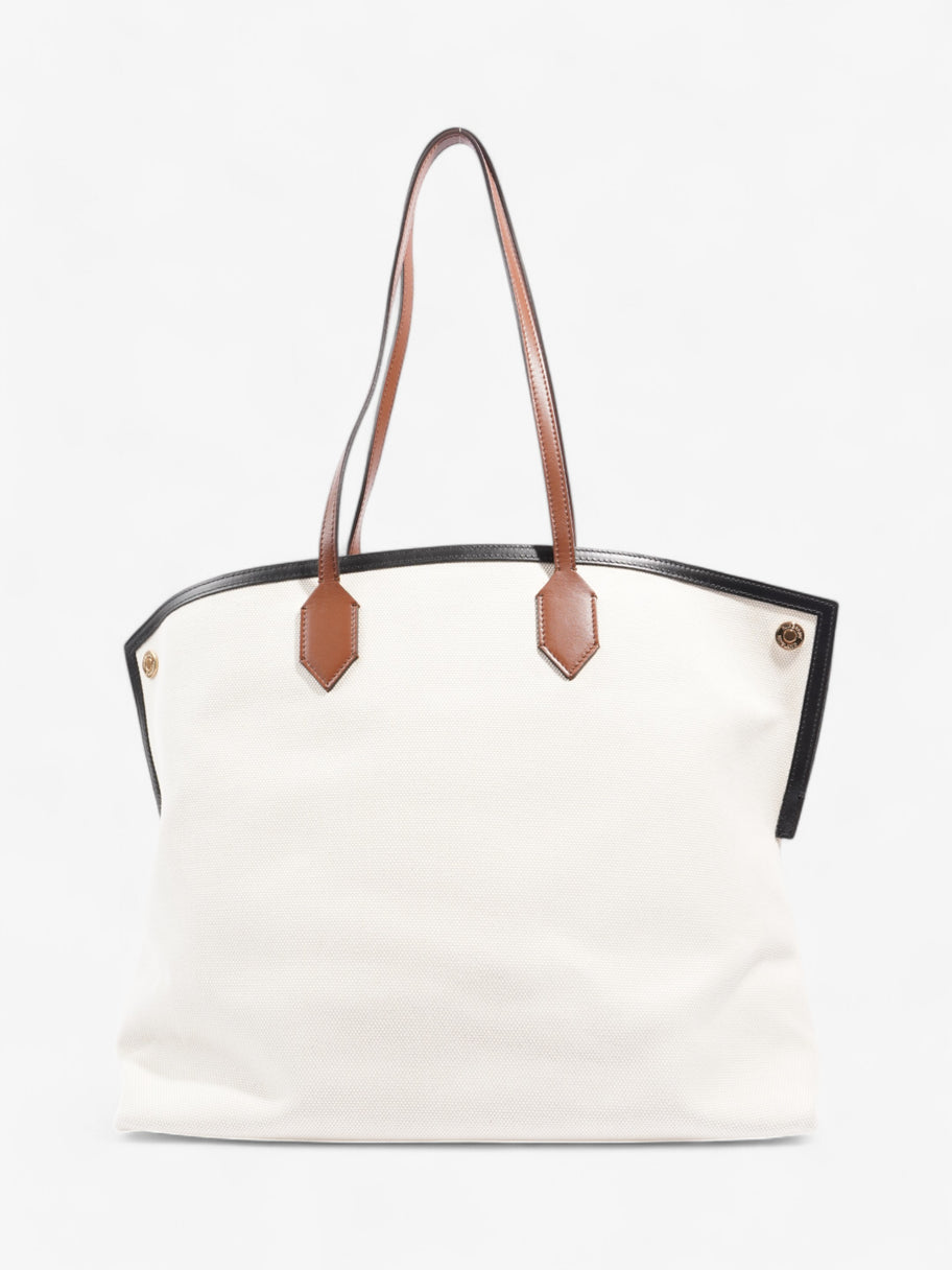 Burberry Society Tote White / Black / Brown Canvas Large Image 4