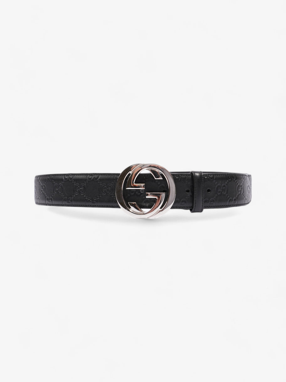 Gucci Interlocking GG Belt Black / Silver Leather 100cm / 40