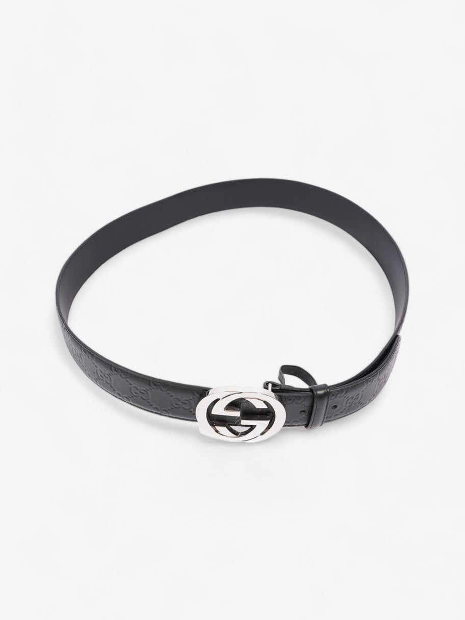 Gucci Interlocking GG Belt Black / Silver Leather 100cm / 40