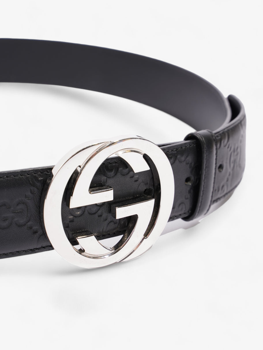 Gucci Interlocking GG Belt Black / Silver Leather 100cm / 40