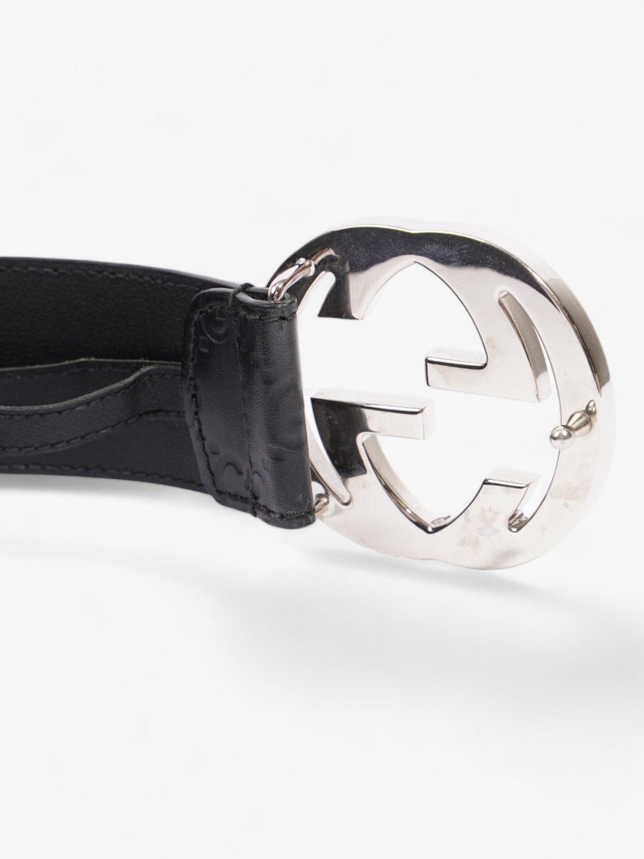 Gucci Interlocking GG Belt Black / Silver Leather 100cm / 40