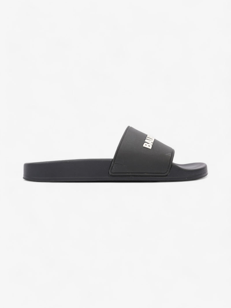  Balenciaga Logo Pool Slide Black / White Rubber EU 40 UK 7