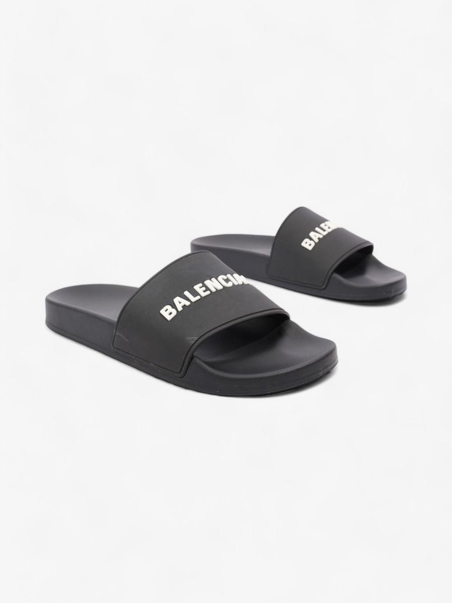 Balenciaga Logo Pool Slide Black / White Rubber EU 40 UK 7 Image 2