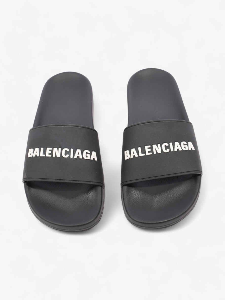 Balenciaga Logo Pool Slide Black / White Rubber EU 40 UK 7 Image 8