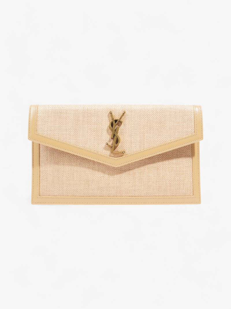  Saint Laurent Uptown Clutch Beige Raffia