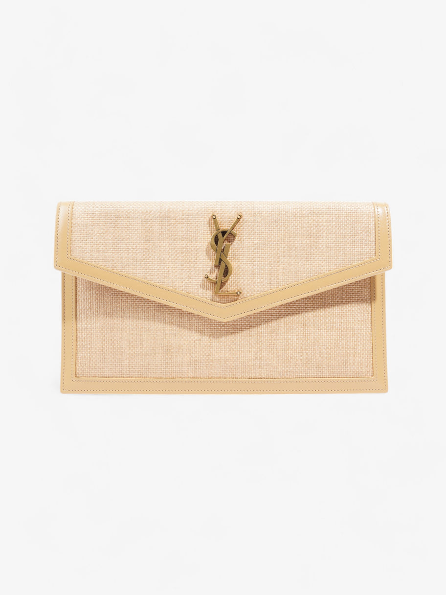 Saint Laurent Uptown Clutch Beige Raffia Image 1