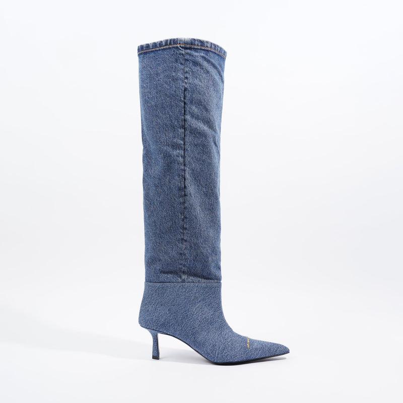  Alexander Wang Womens Viola 65 Slouch Boot Washed Denim EU 36 / UK 3