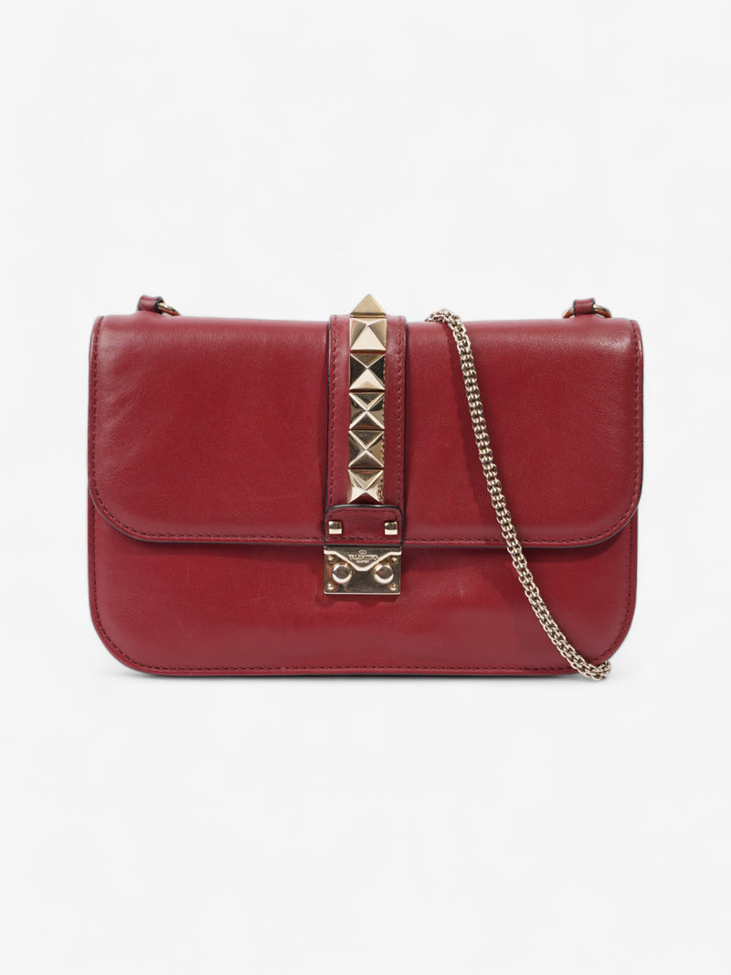  Valentino Rockstud Medium Glam Lock Flap Burgundy Leather