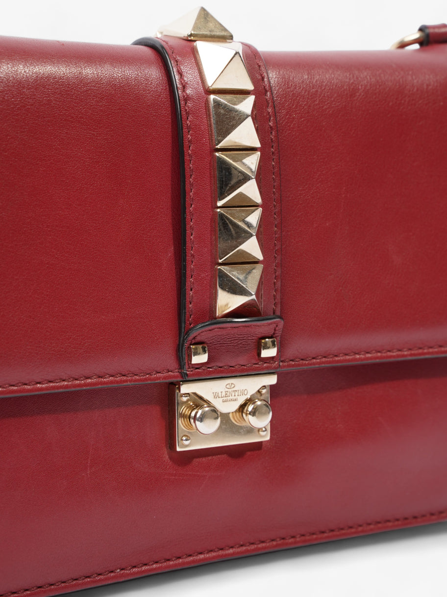 Valentino Rockstud Medium Glam Lock Flap Burgundy Leather Image 11