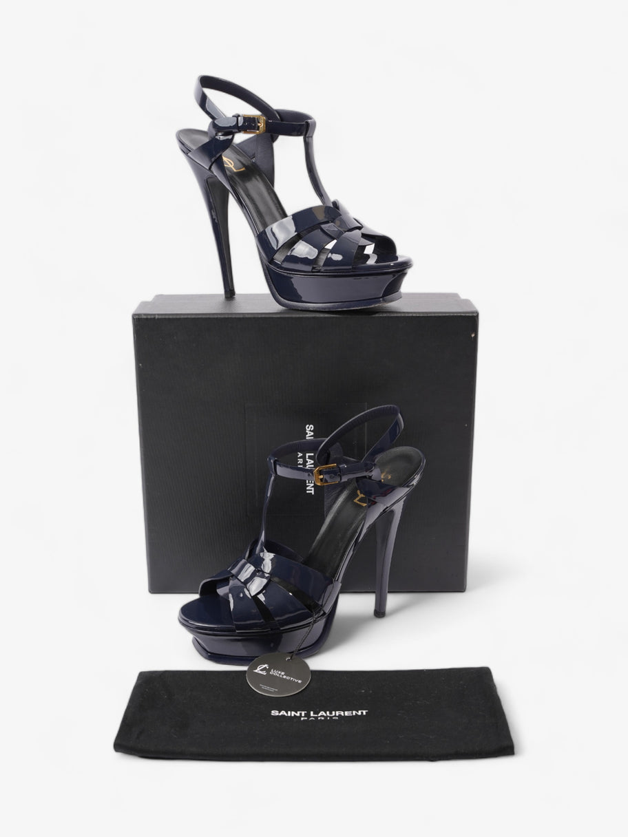 Saint Laurent Tribute Platform Heels 140mm Navy Blue Patent Leather EU 40 UK 7 Image 11