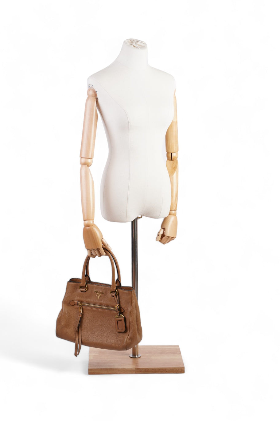 Prada Vitello Phoenix Tote Tan Leather Image 2