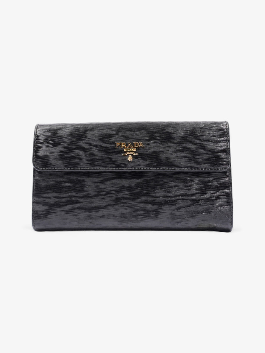 Continental Flap Wallet Black Leather Image 1