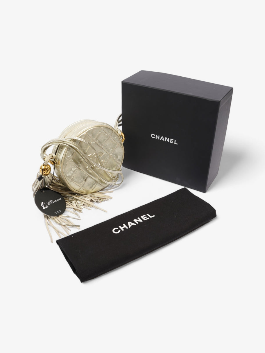 Chanel Round Logo Bag Gold Leather Mini Image 9