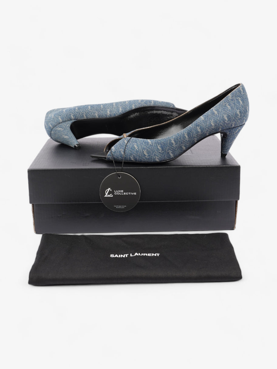 Saint Laurent Lola Monogram Denim Heels 50 Blue  Denim EU 36 UK 3 Image 10