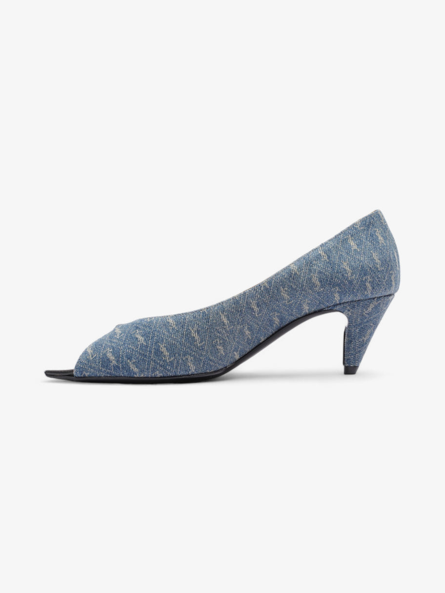 Saint Laurent Lola Monogram Denim Heels 50 Blue  Denim EU 36 UK 3 Image 3