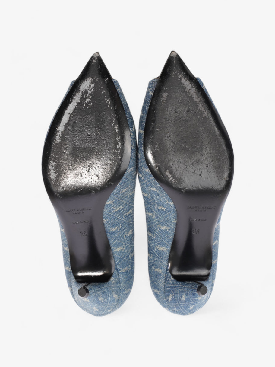 Saint Laurent Lola Monogram Denim Heels 50 Blue  Denim EU 36 UK 3 Image 7