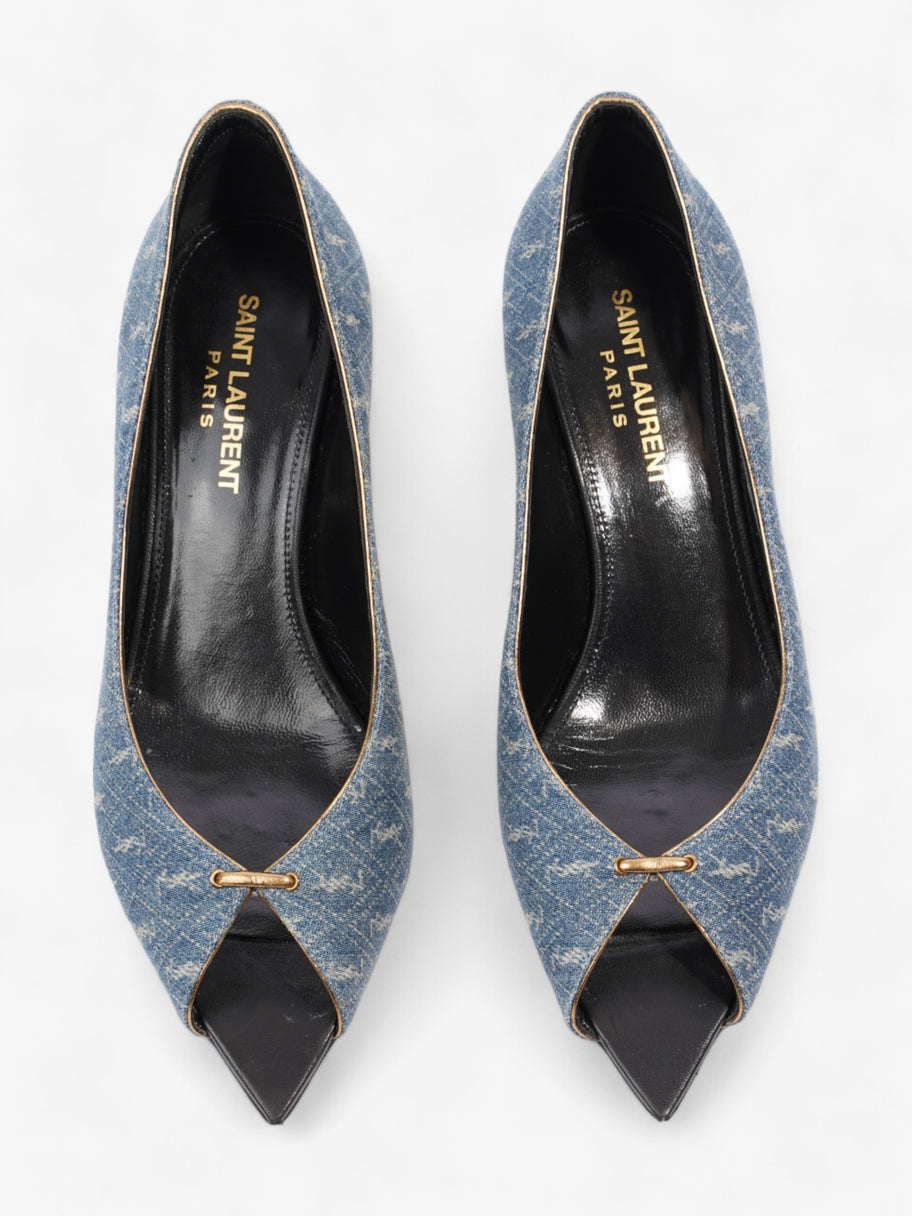 Saint Laurent Lola Monogram Denim Heels 50 Blue  Denim EU 36 UK 3 Image 8