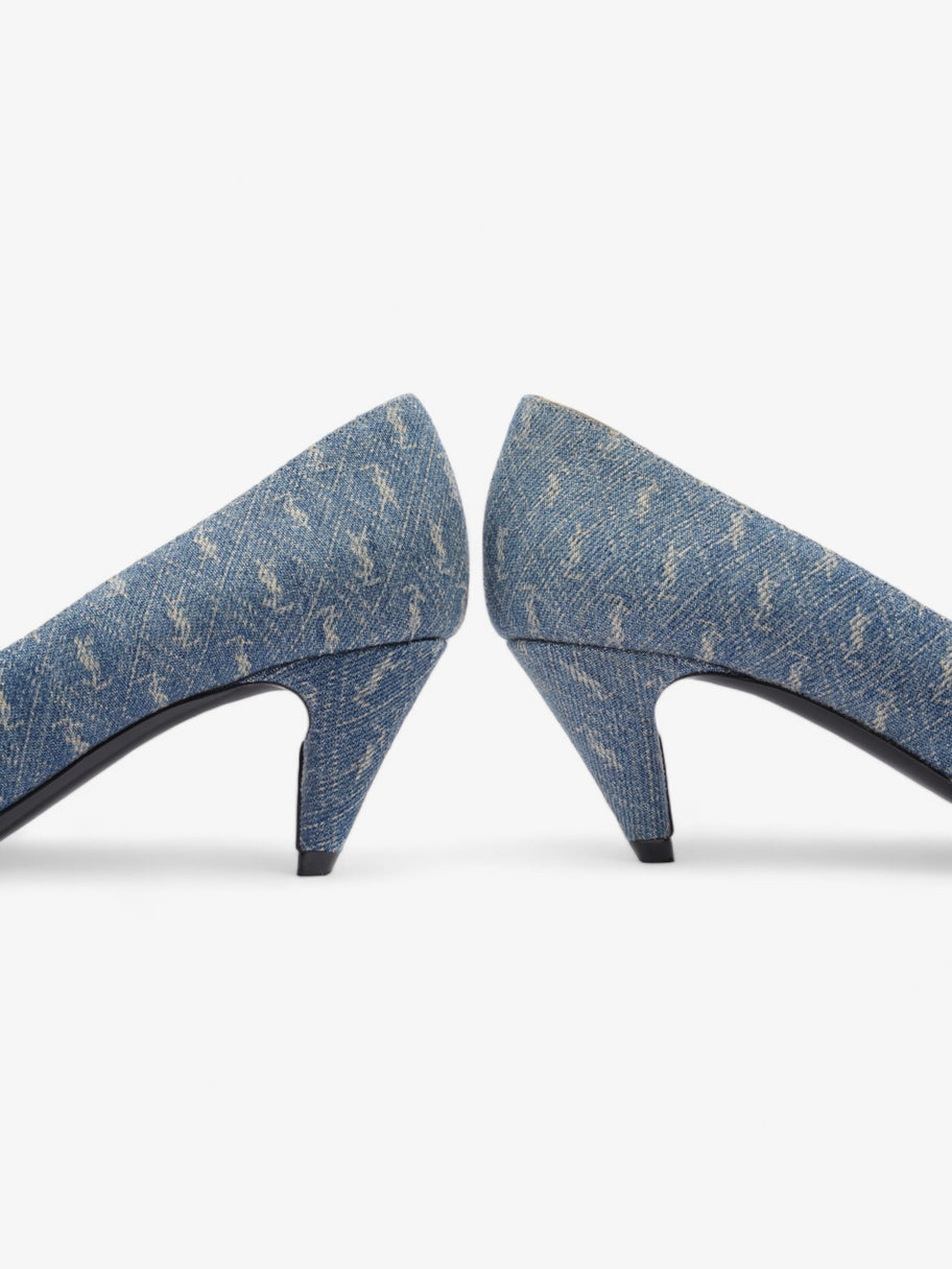 Saint Laurent Lola Monogram Denim Heels 50 Blue  Denim EU 36 UK 3 Image 9