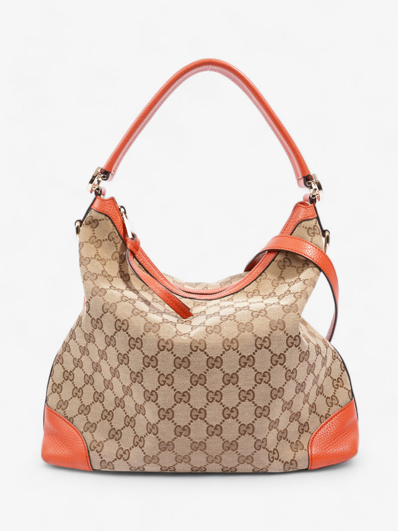  Gucci GG Hobo Beige And Ebony GG Supreme / Orange Canvas