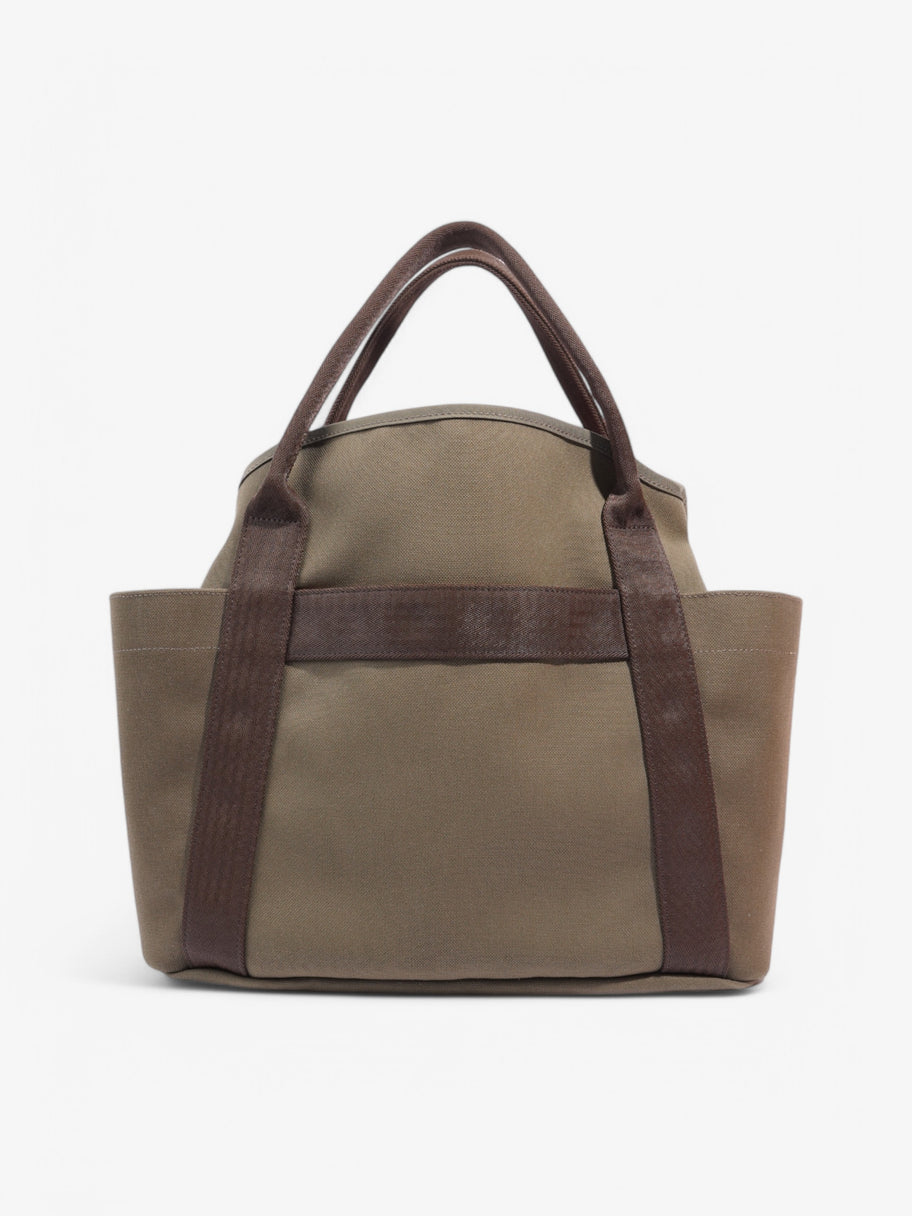 Hermes Sac De Pansage Groom Shopping Bag Olive Green / Brown Canvas Image 4