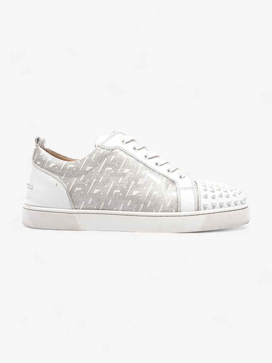 Christian Louboutin Louis Junior Spikes Flat White / Grey Patent Leather EU 44.5 UK 10.5 Image 1